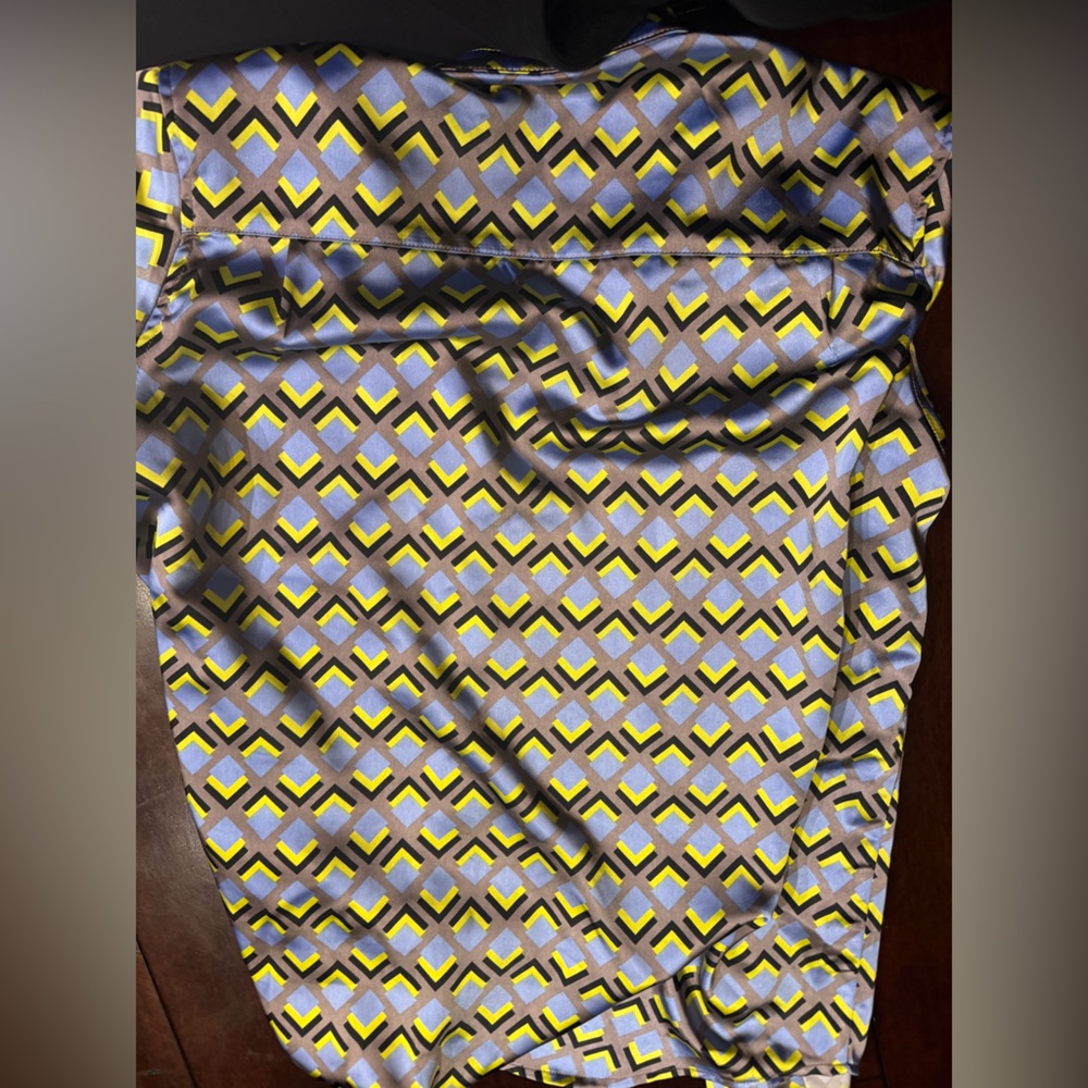 Wildfang Geometric Patterned Button Down Shirt - Blue, Yellow, White - Picture 2 of 3